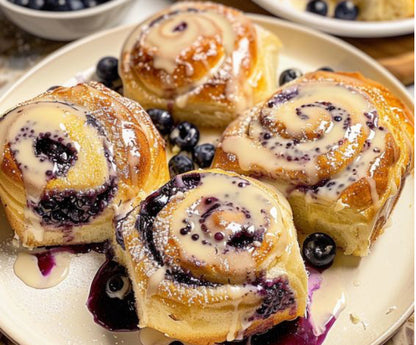 🍋 Jumbo Blueberry Lemon Sourdough Sweet Rolls 🫐