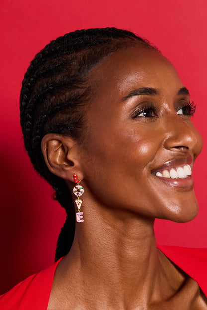Sweet Shop 'Love' Linear Drop Statement Earrings