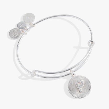 Initial P Pave Starburst Texture Bangle
