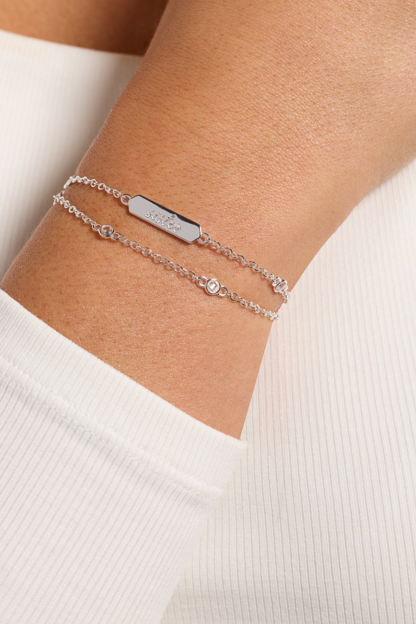 Sister Infinity Chain Double Strand Bracelet
